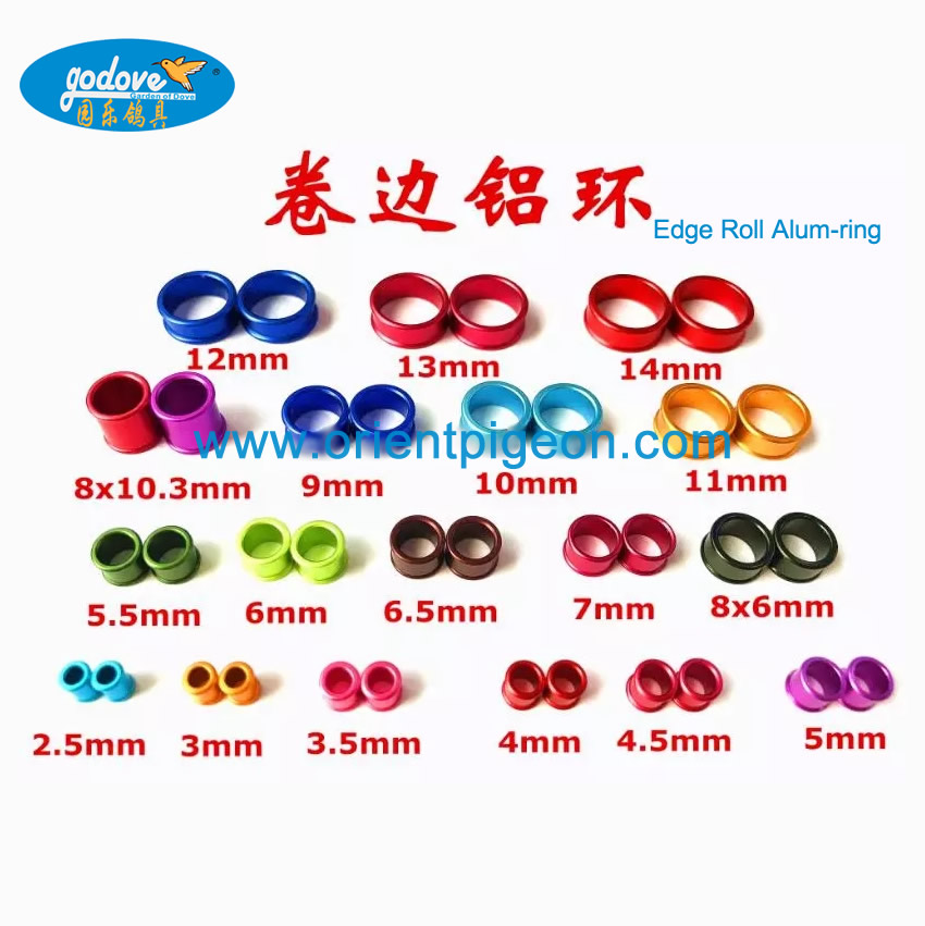 Edge Roll Aluminium Pigeon/Small Bird Ring 2-14mm 